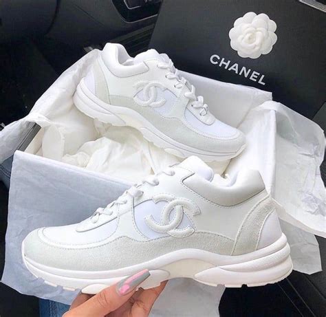 all white chanel shoes.